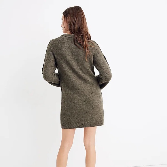 Madewell Donegal Forest Green Button-Sleeve Sweater-Dress - Picture 2 of 4